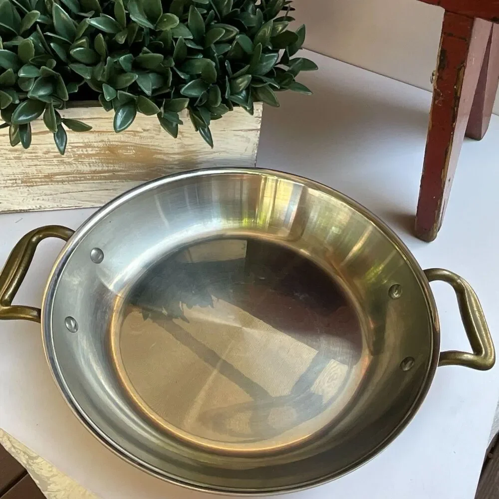 Vintage copper pan saute pan, gratin pan two handles beautiful pan